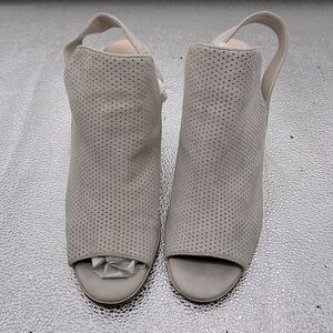 Cole Haan Calista sesame perforated suede block heel shoes